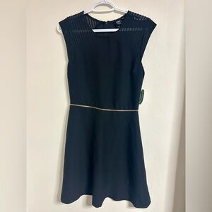 Simons Black Mini Dress with Gold Accent